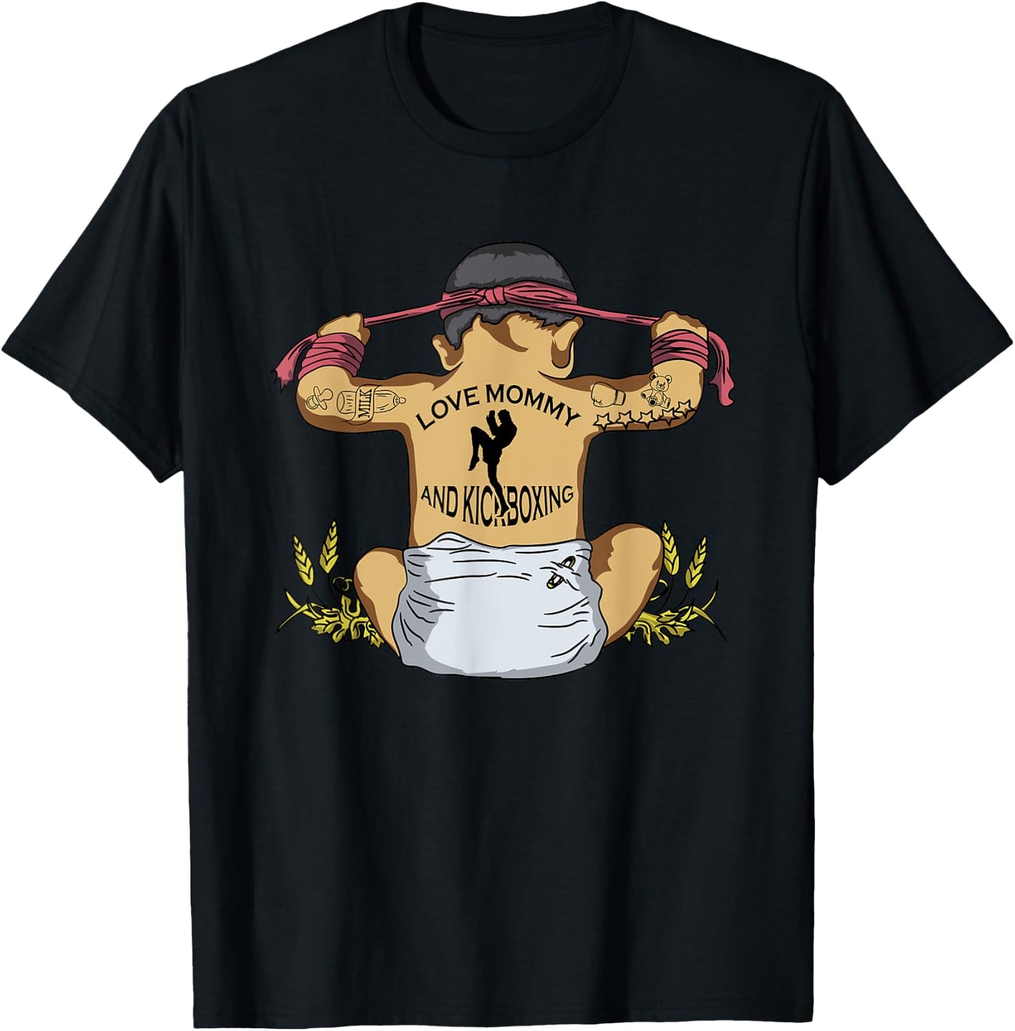 Kickboxing Muay Thai Training Fitness Baby Love Mommy Gift T-Shirt - T-Shirt | Black