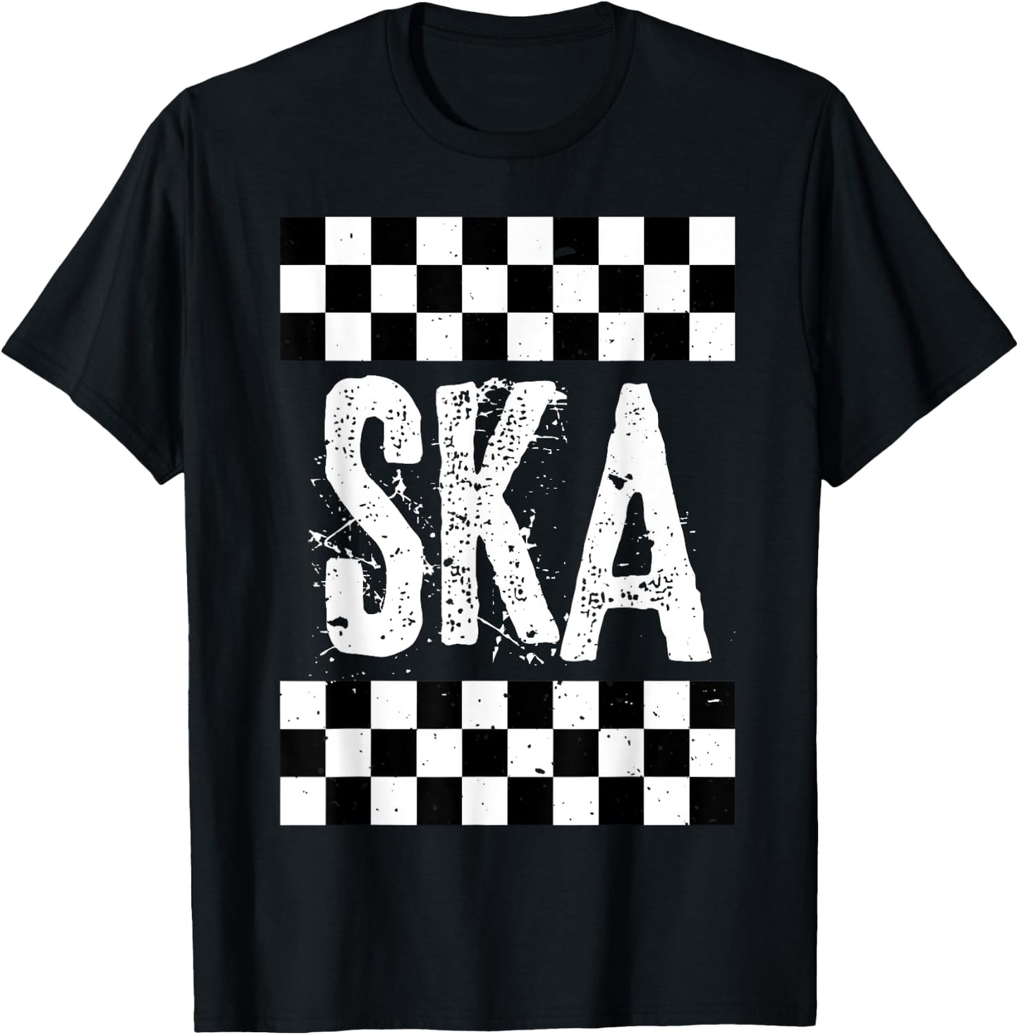 Ska Music T Shirt For Life Reggae Checkerboard Image Shirt T-Shirt - T-Shirt | Black