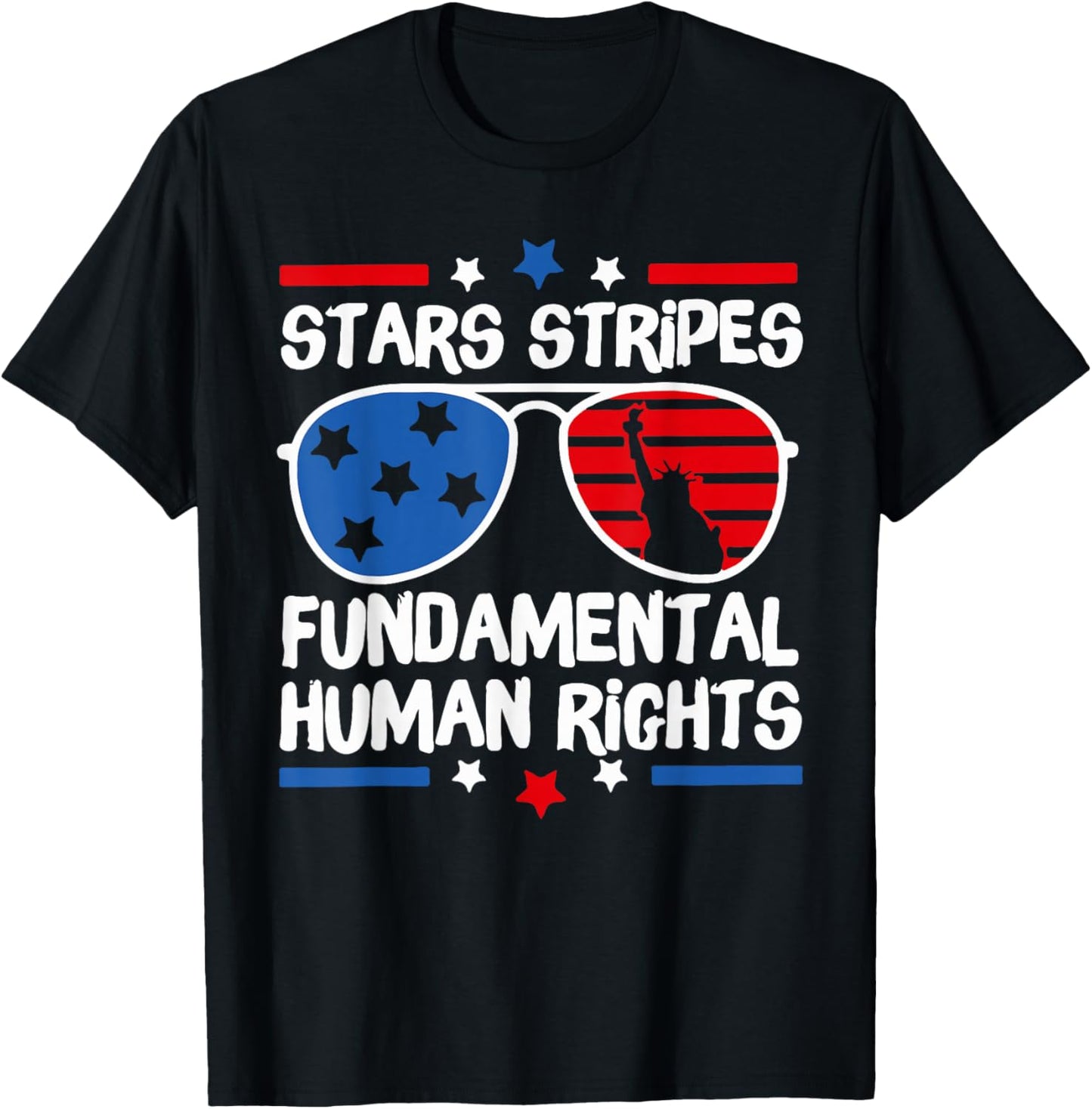 Stars Stripes Fundamental Human Rights T-Shirt - T-Shirt | Black
