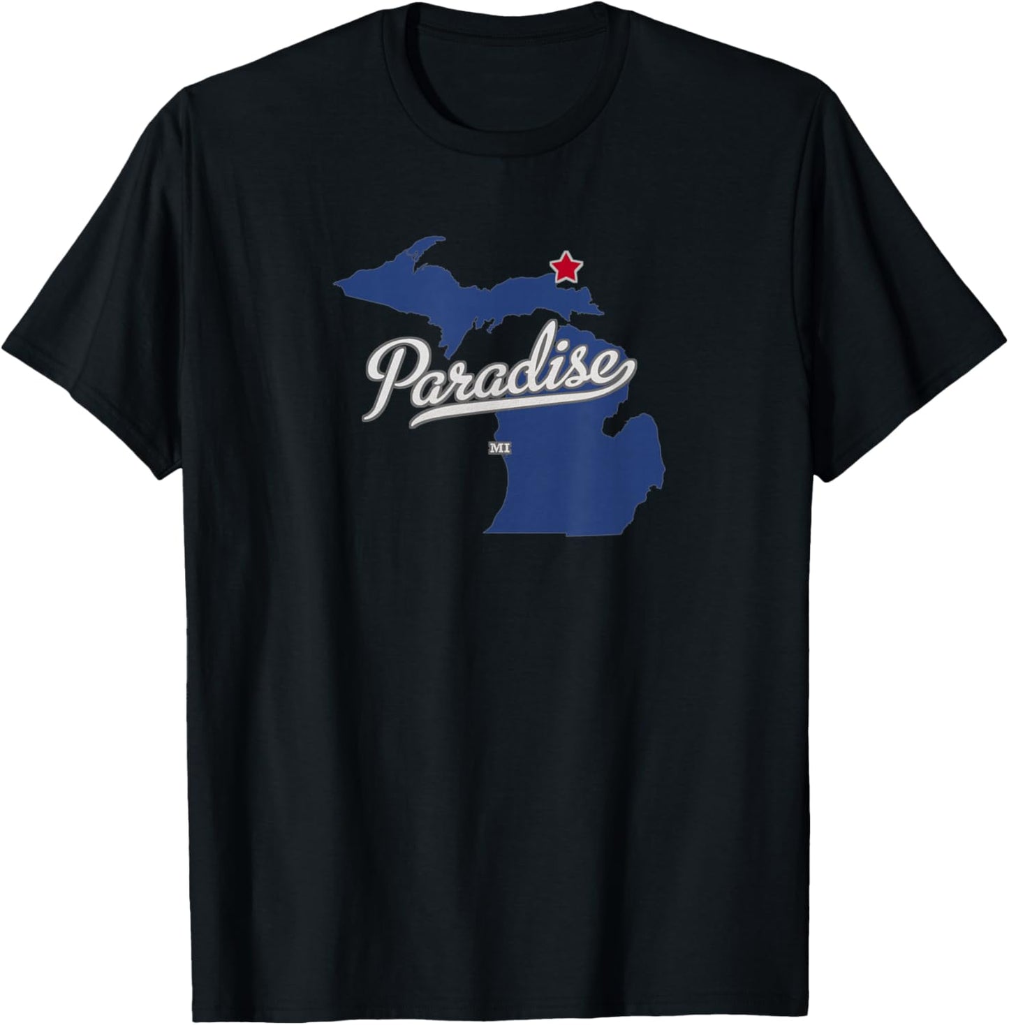 Paradise Michigan Chippewa County MI Map T-Shirt - T-Shirt | Black