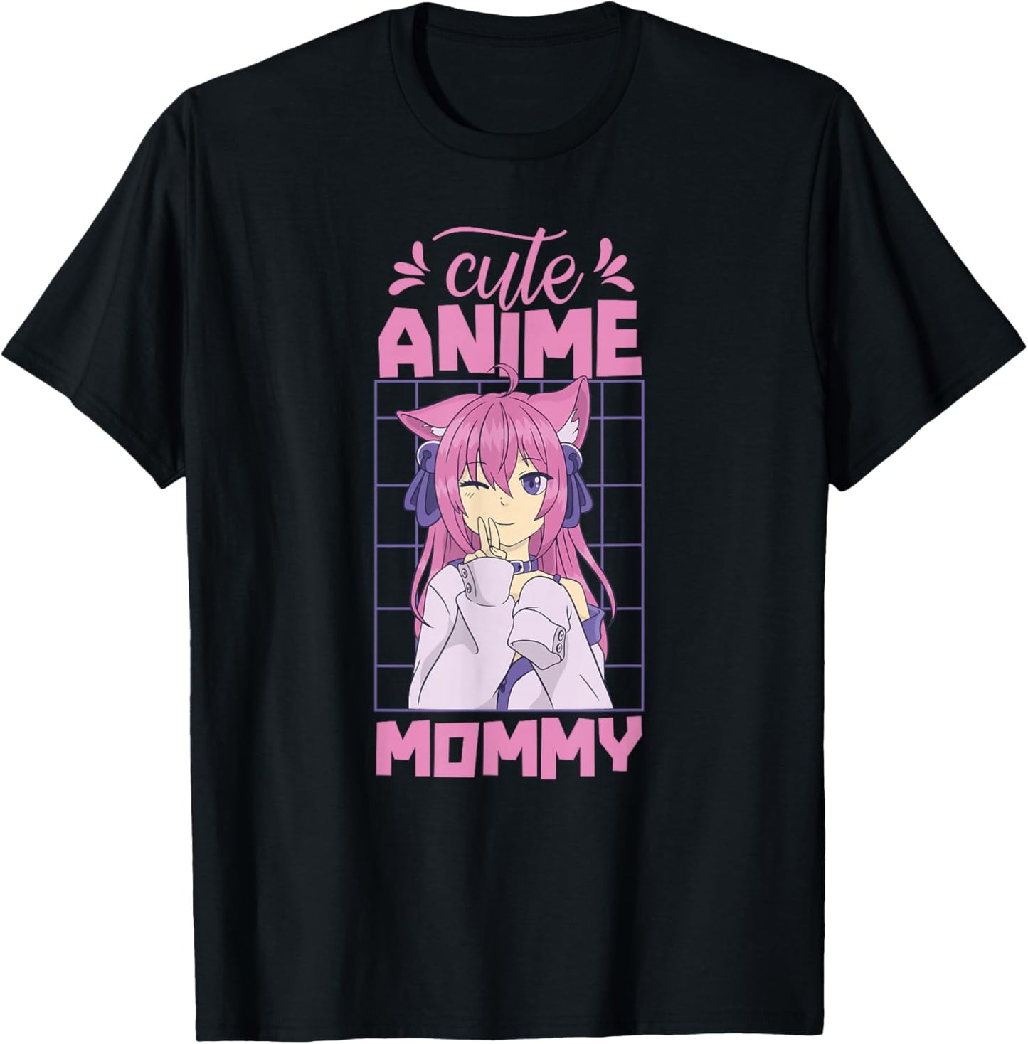Cute Anime Mommy Hobby Animes Lover Saying Mom Mother Mama T-Shirt - T-Shirt | Black