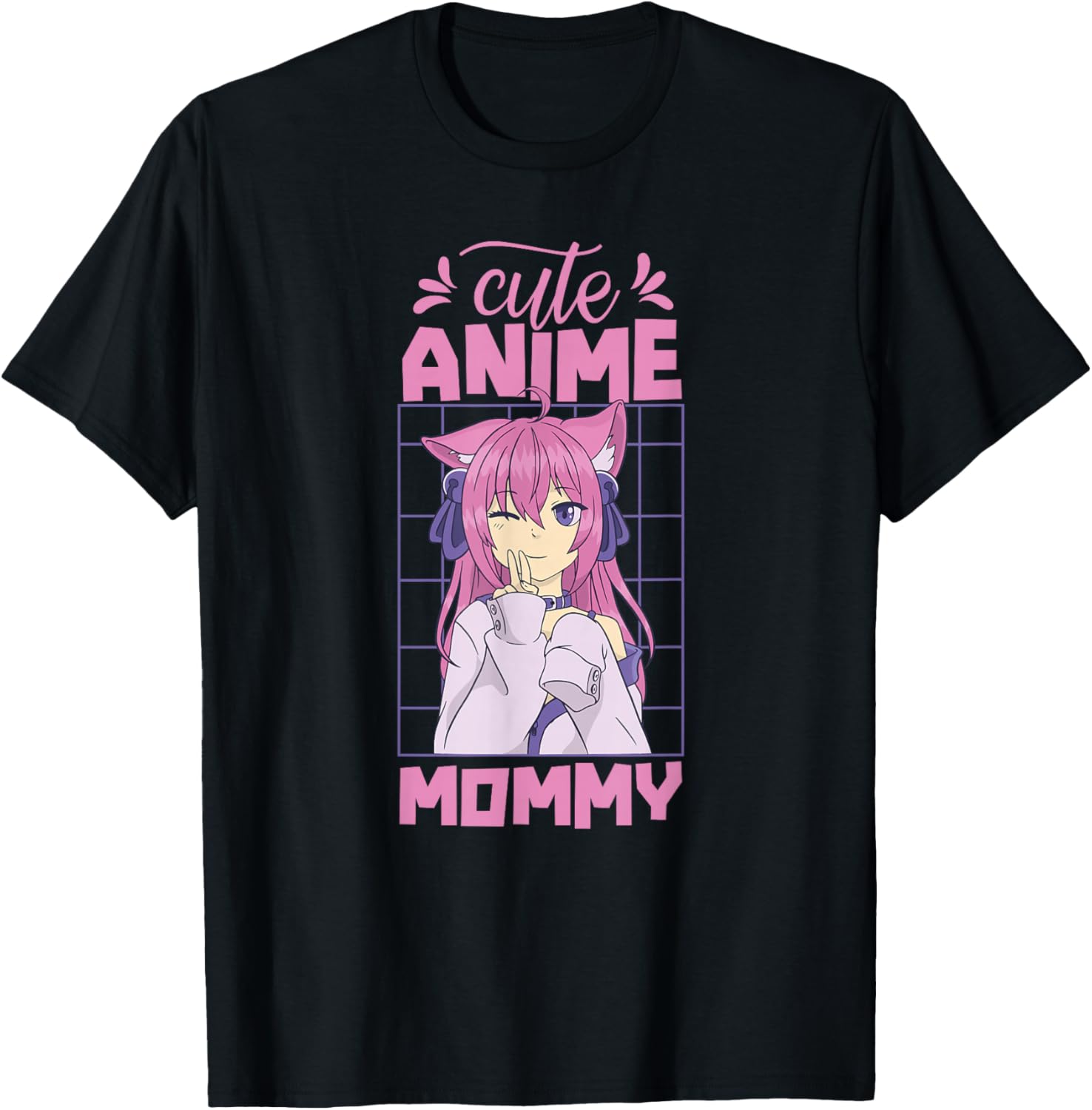 Cute Anime Mommy Hobby Animes Lover Saying Mom Mother Mama T-Shirt - T-Shirt | Black
