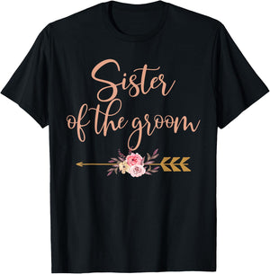Sister of The Groom Bridal Shower Gift Wedding Party T-Shirt - T-Shirt | Black
