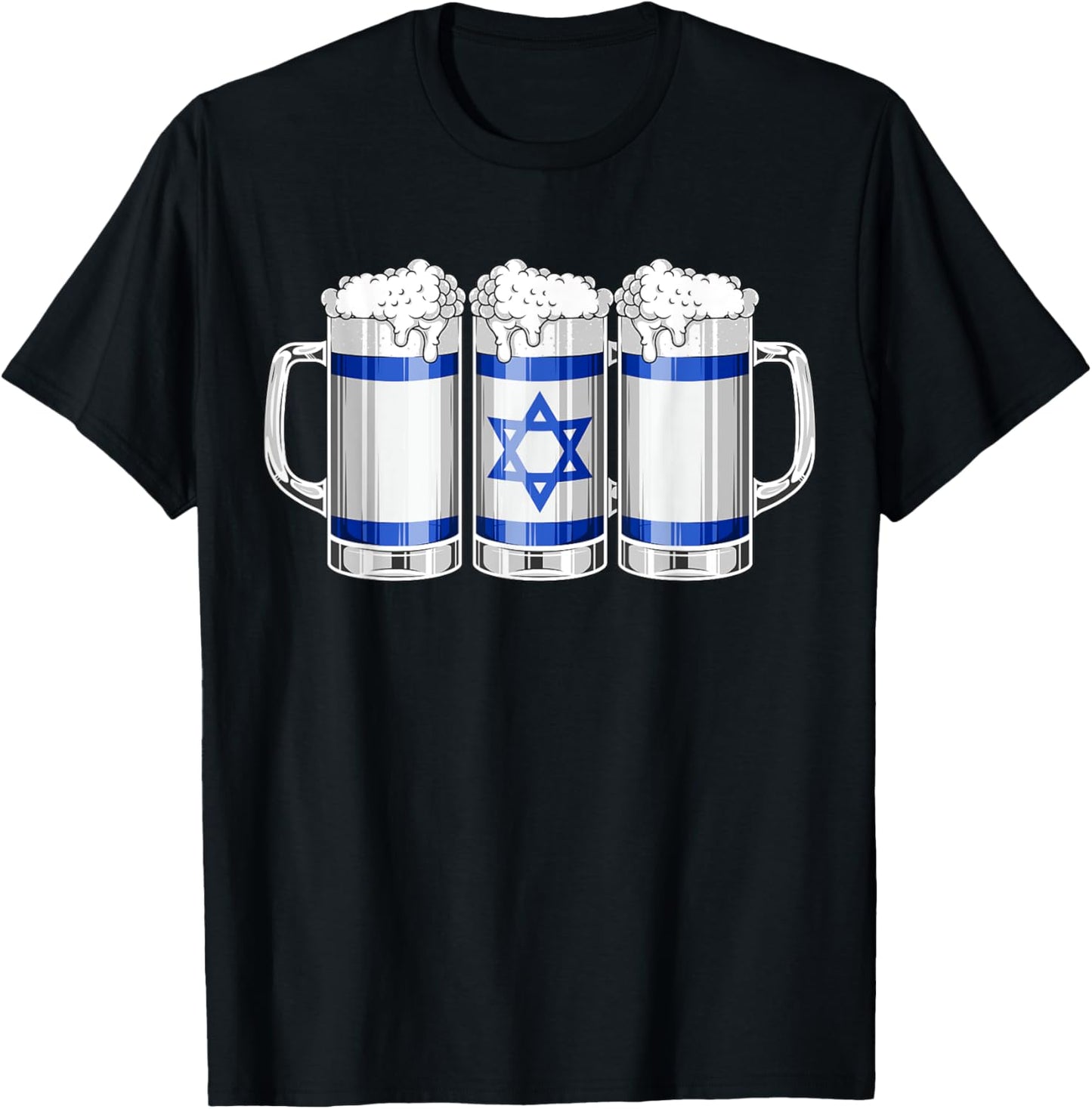 Beer Israeli Shirt - Beer Israel Flag Patriotic Men T-Shirt - T-Shirt | Black