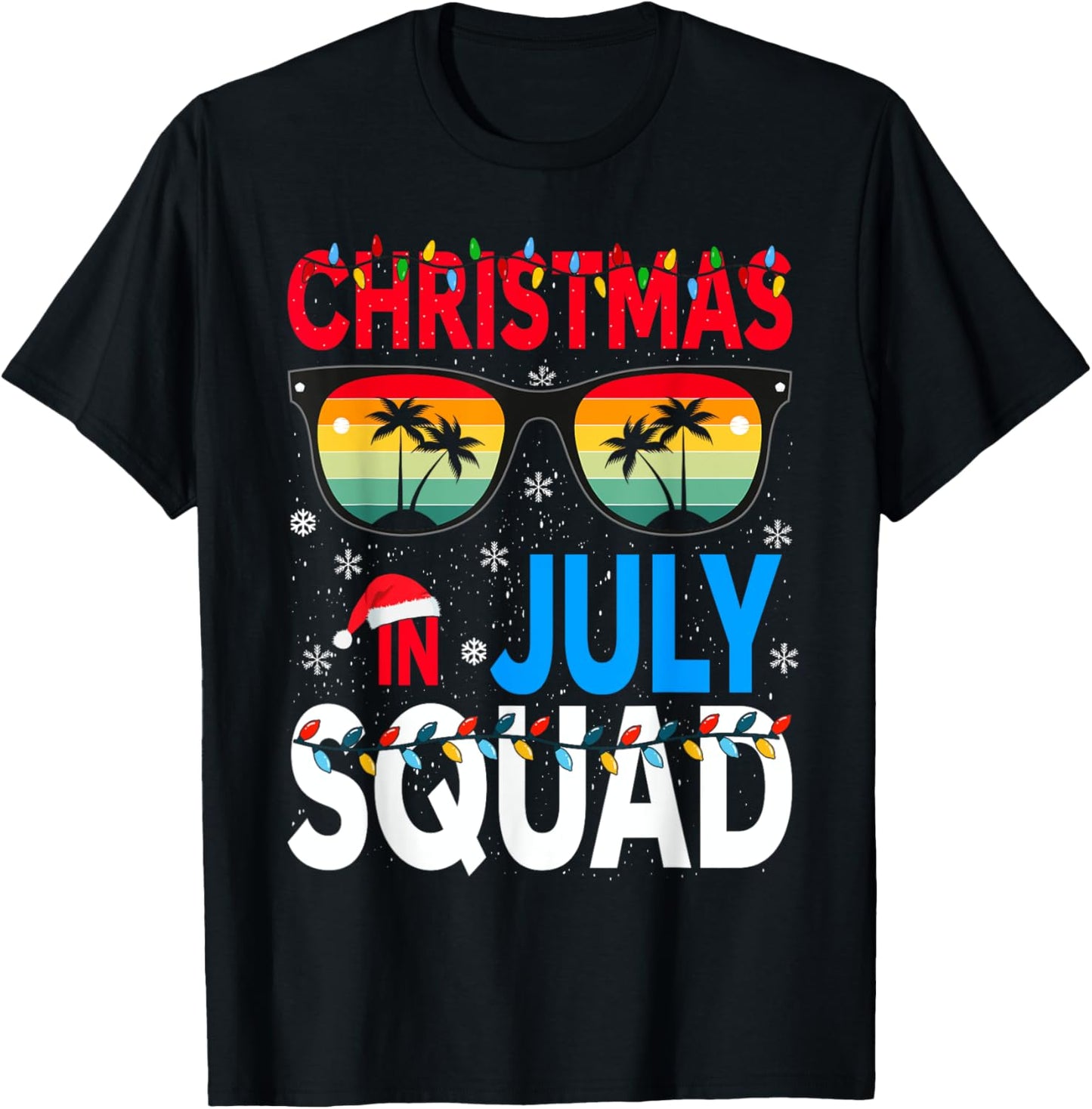 Christmas In July Squad Family Beach Vacation Summer T-Shirt - T-Shirt | Black