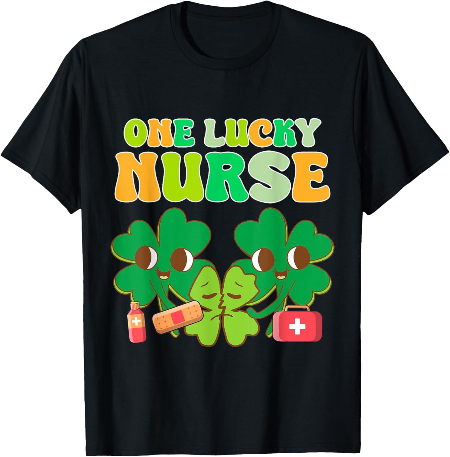 One Lucky Nurse Squad Scrubs Shamrock St Patrick's Day Women T-Shirt - T-Shirt | Black