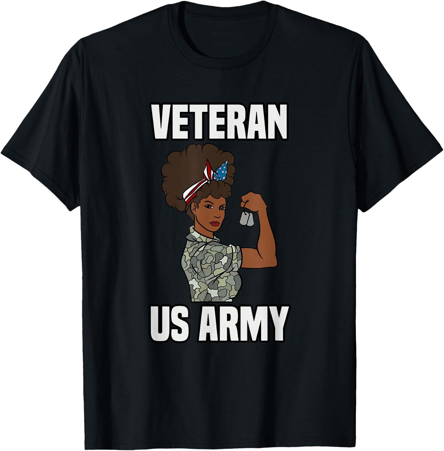 Female Melanin Veteran of the US Army Soldier Veterans Day T-Shirt - T-Shirt | Black