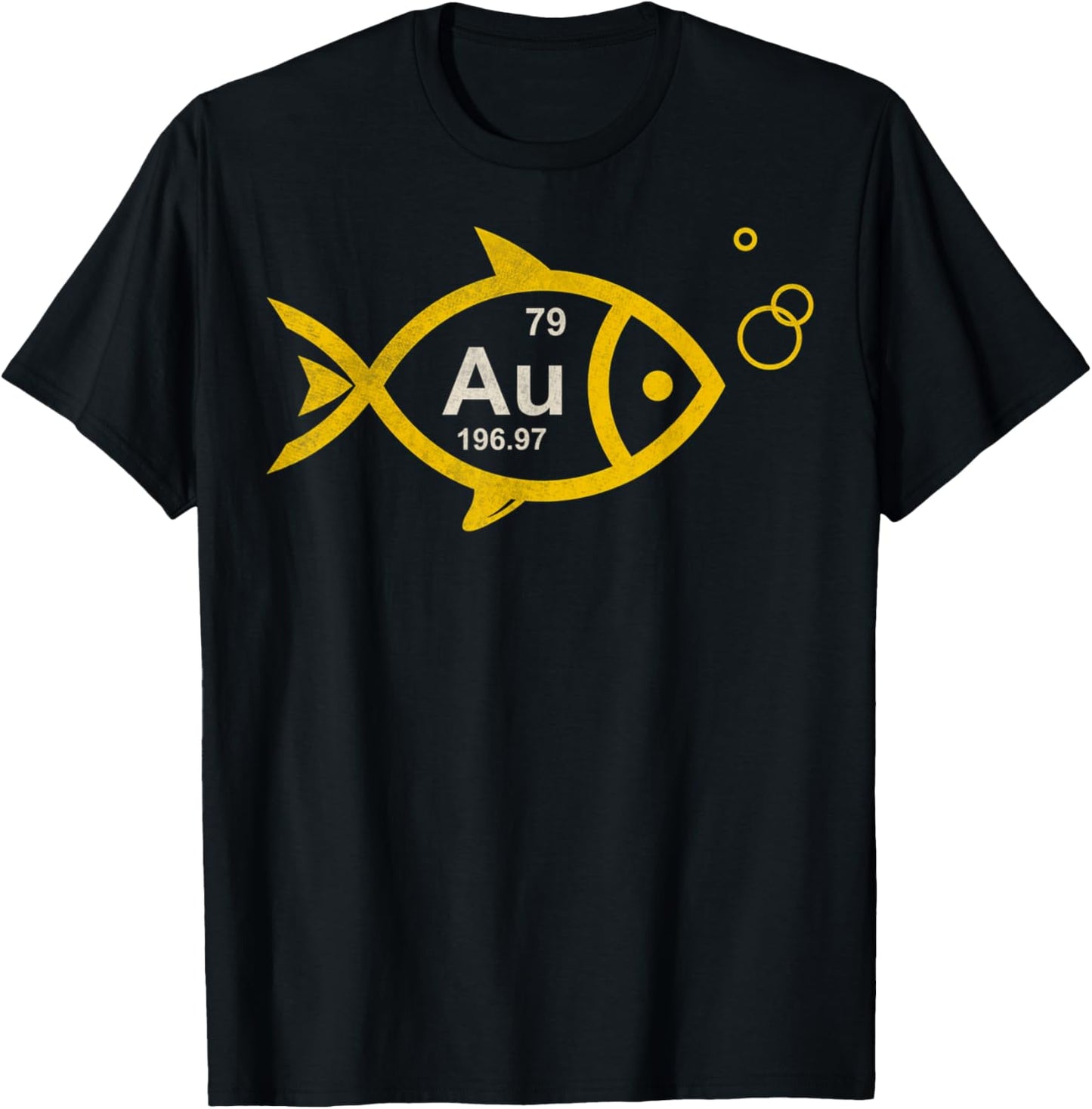 Vintage GoldFish Chemical Element Au Fishing Chemistry T-Shirt - T-Shirt | Black