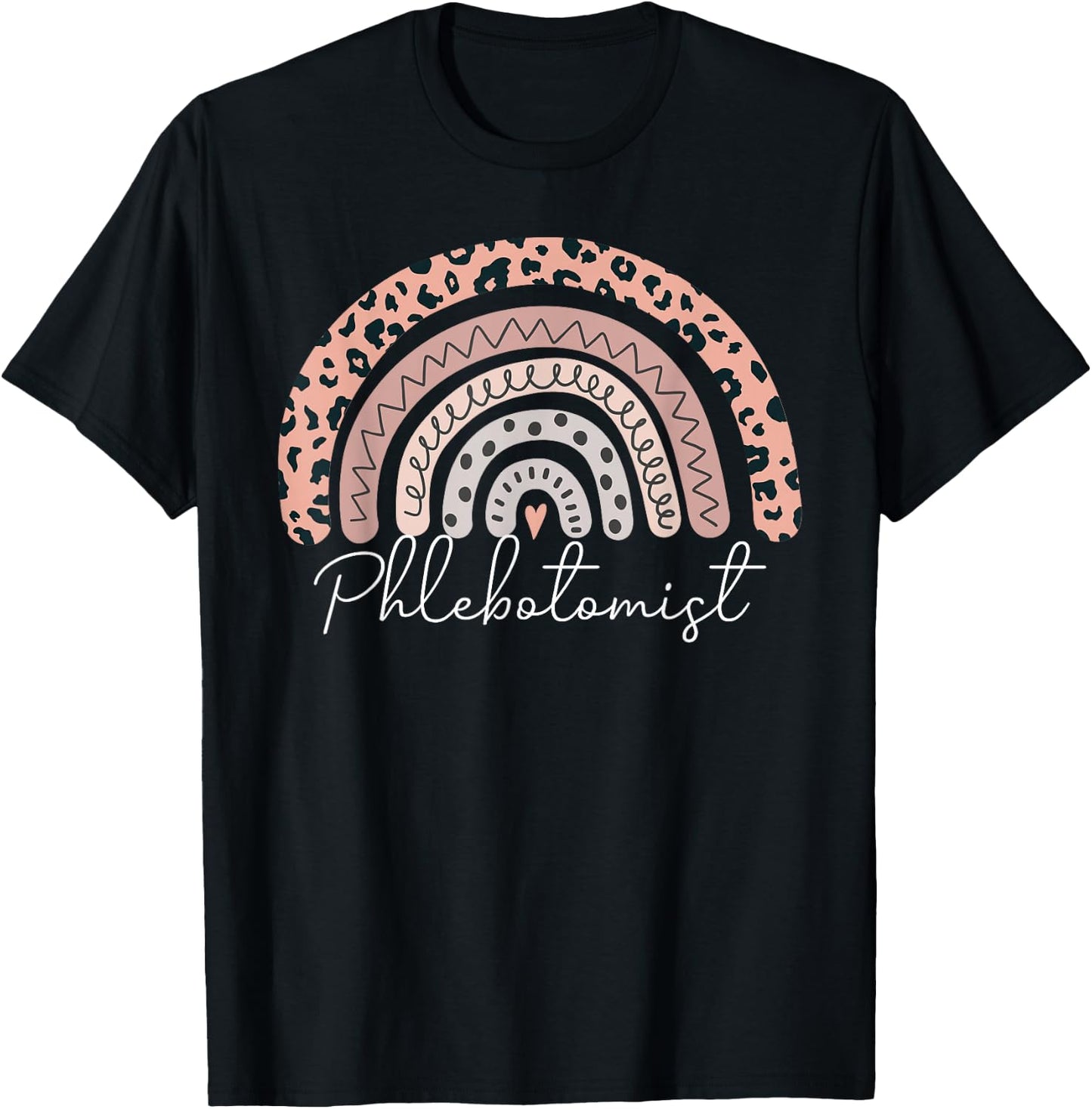 Phlebotomist Leopard Rainbow Phlebotomy Nurse Technician T-Shirt - T-Shirt | Black