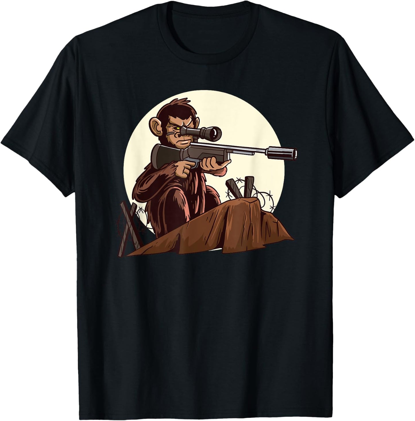 Monkey with a rifle funny gaming video game gift T-Shirt - T-Shirt | Black