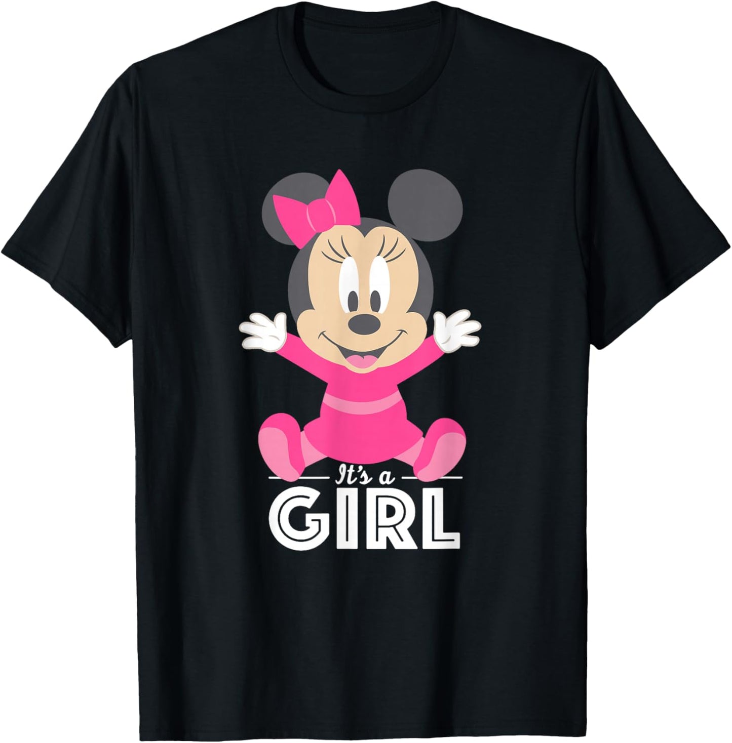 Disney Minnie Mouse It's A Girl Baby Shower T-Shirt - T-Shirt | Black