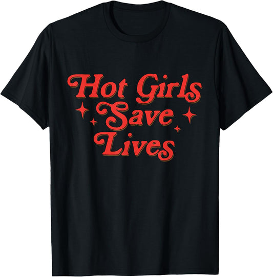 Hot Girls Save Lives Nurse Christmas Nurse Funny Xmas Outfit T-Shirt - T-Shirt | Black