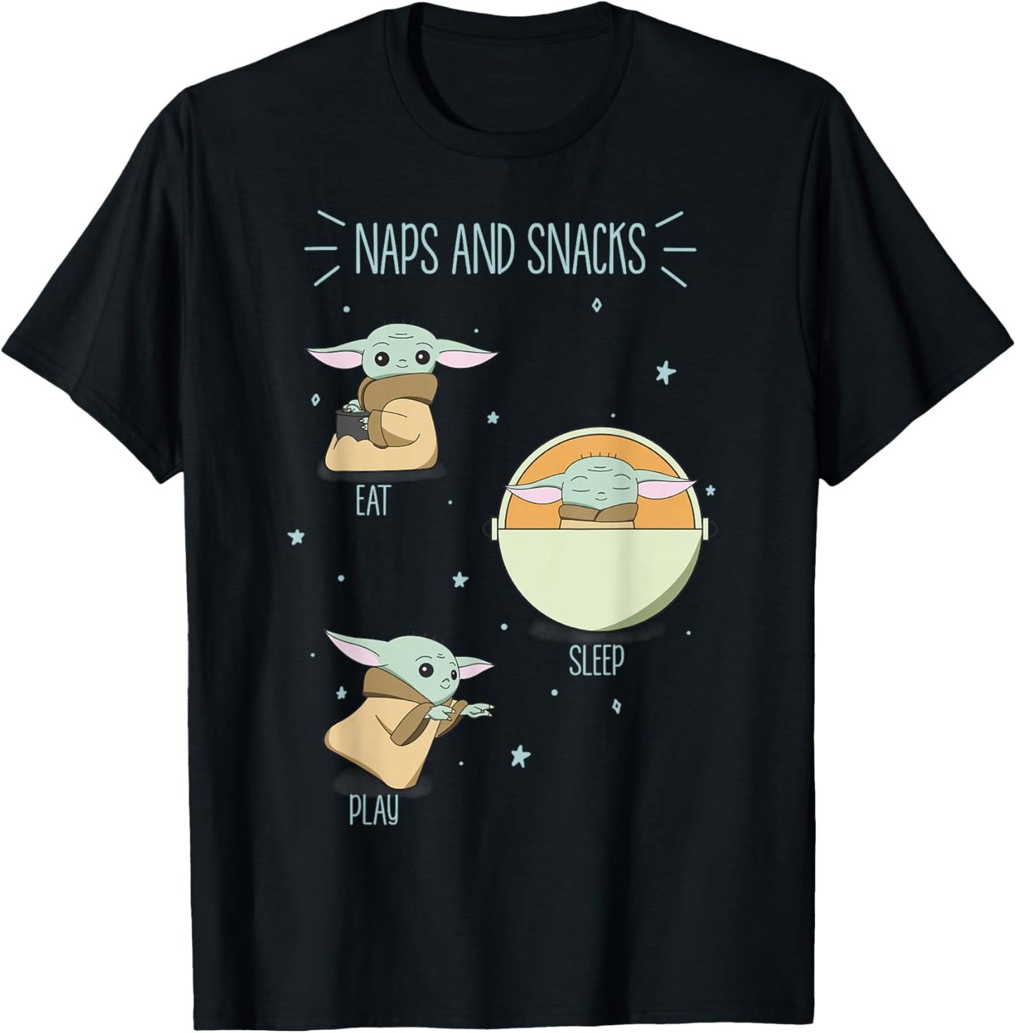Star Wars The Mandalorian The Child Naps And Snacks Doodles T-Shirt - T-Shirt | Black