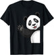 Kawaii Panda Waving Hand Cute Smiling Panda T-Shirt - T-Shirt | Black