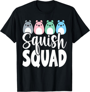 Squish Squad! Stuffed Animal Plush Mallow Collector Soft T-Shirt - T-Shirt | Black