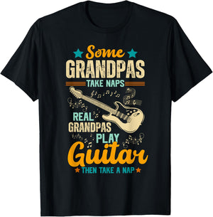 Some Grandpas Take Naps Real Grandpas Play Guitar T-Shirt - T-Shirt | Black