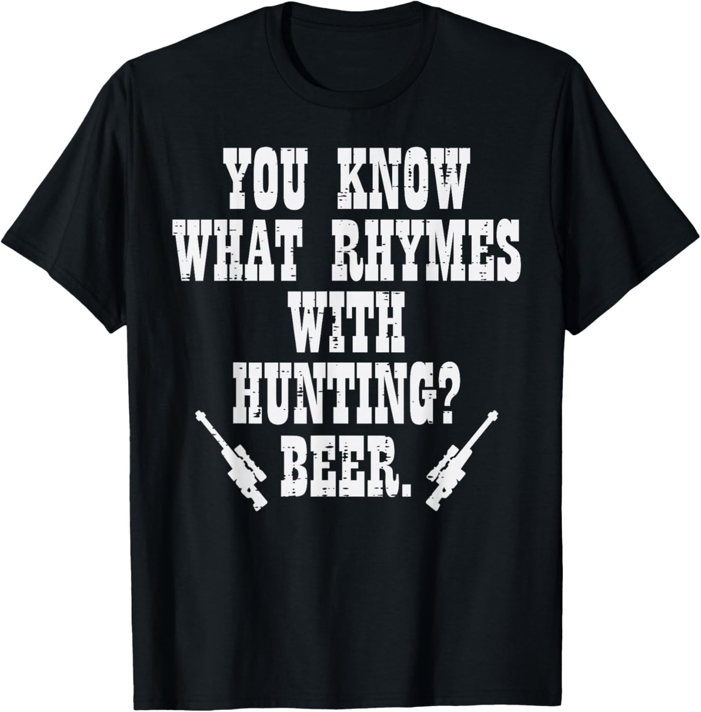What Rhymes With Hunting Funny Deer Hunter Dad Grandpa Men T-Shirt - T-Shirt | Black