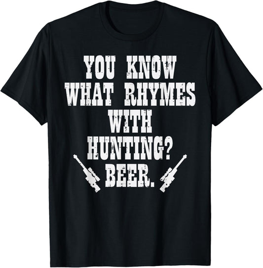 What Rhymes With Hunting Funny Deer Hunter Dad Grandpa Men T-Shirt - T-Shirt | Black
