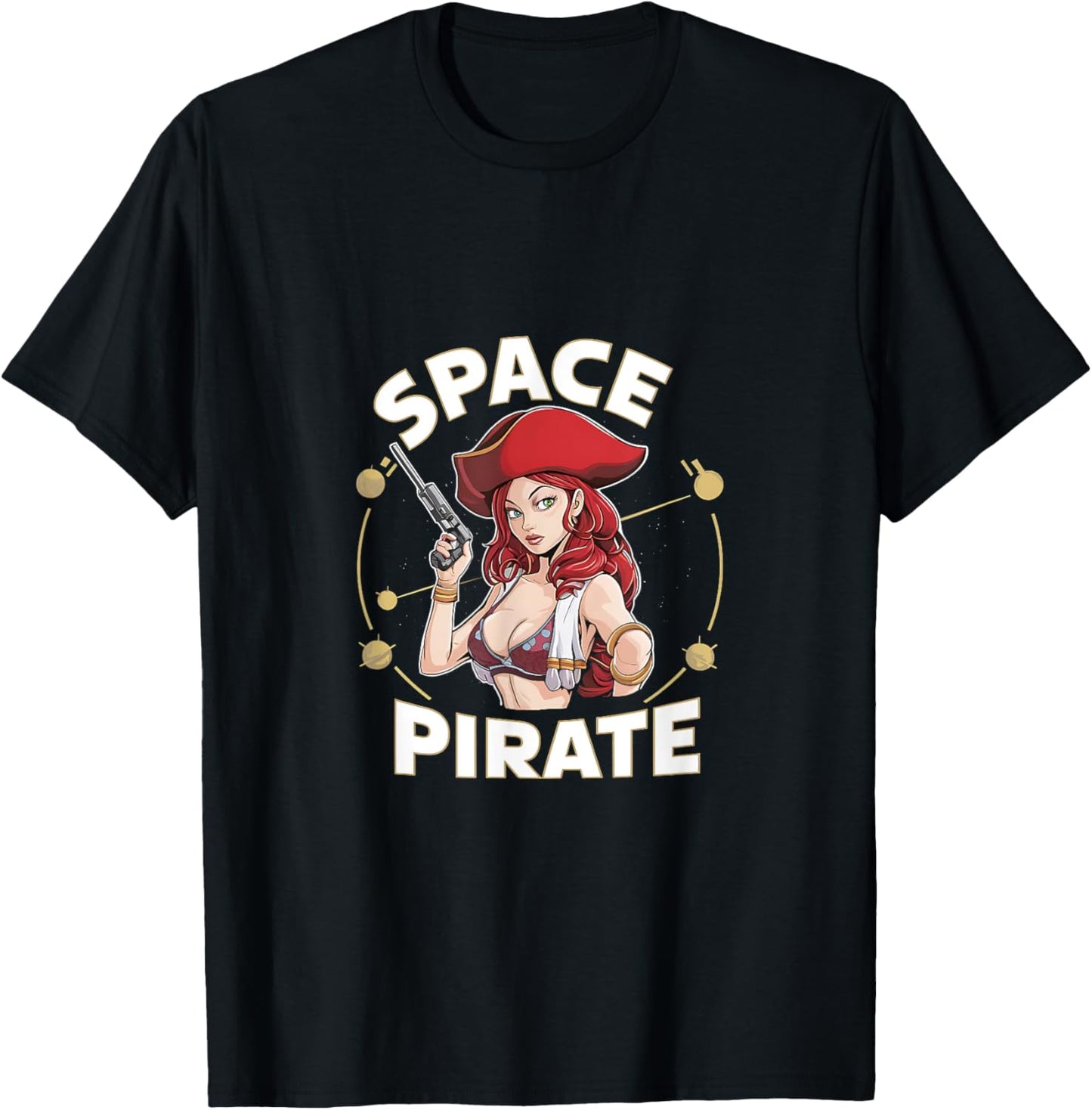 Sexy Space Pirate Bold Galaxy Adventure T-Shirt - T-Shirt | Black