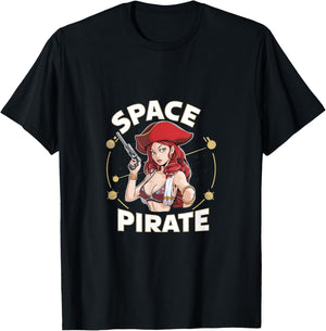 Sexy Space Pirate Bold Galaxy Adventure T-Shirt - T-Shirt | Black