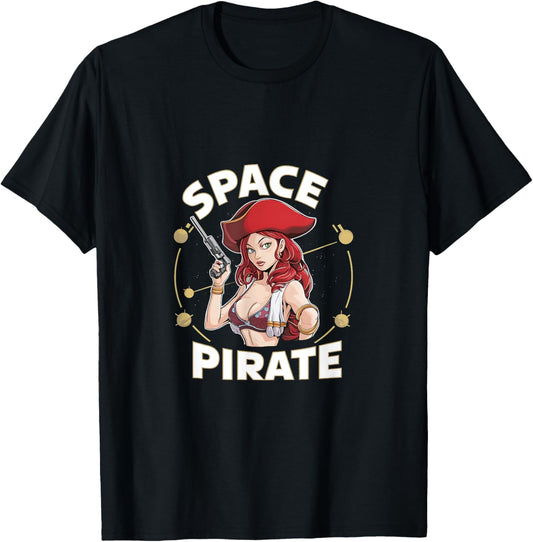 Sexy Space Pirate Bold Galaxy Adventure T-Shirt - T-Shirt | Black