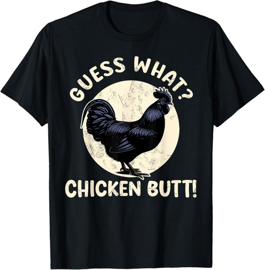 Guess What Chicken Butt Kids Ayam Cemani Men Rooster T-Shirt - T-Shirt | Black