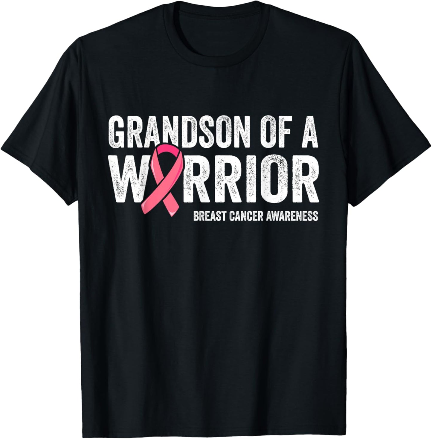 Grandson Of A Warrior Grandma Shirts, Breast Cancer Matching T-Shirt - T-Shirt | Black