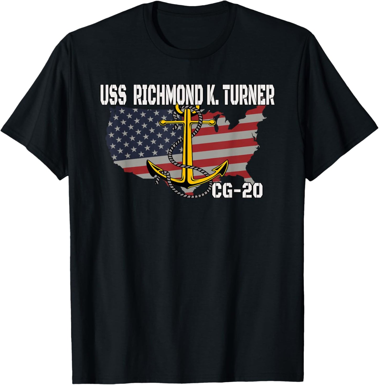 USS Richmond K. Turner CG-20 Cruiser Veterans Father Grandpa T-Shirt - T-Shirt | Black
