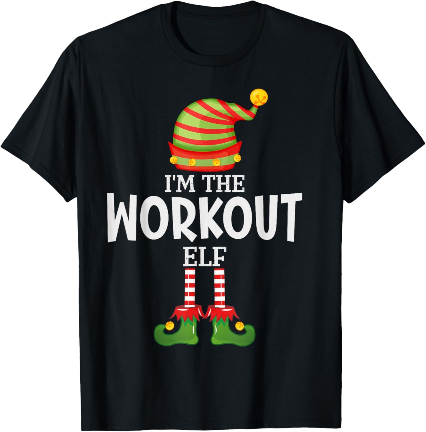 I'm The Workout Elf Christmas Matching Pajama T-Shirt - T-Shirt | Black
