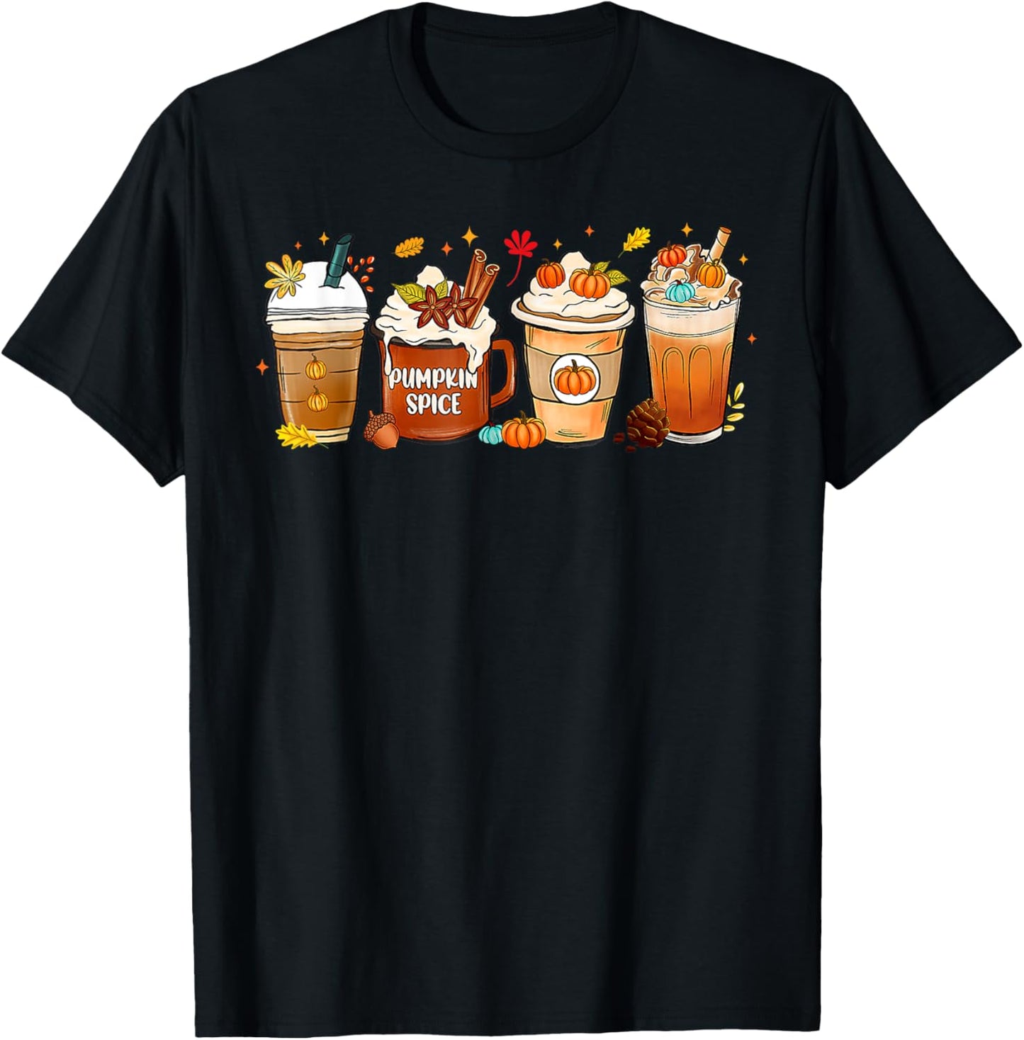 Pumpkin Spice Latte, Fall Coffee, Pumpkin Spice,Thanksgiving T-Shirt - T-Shirt | Black