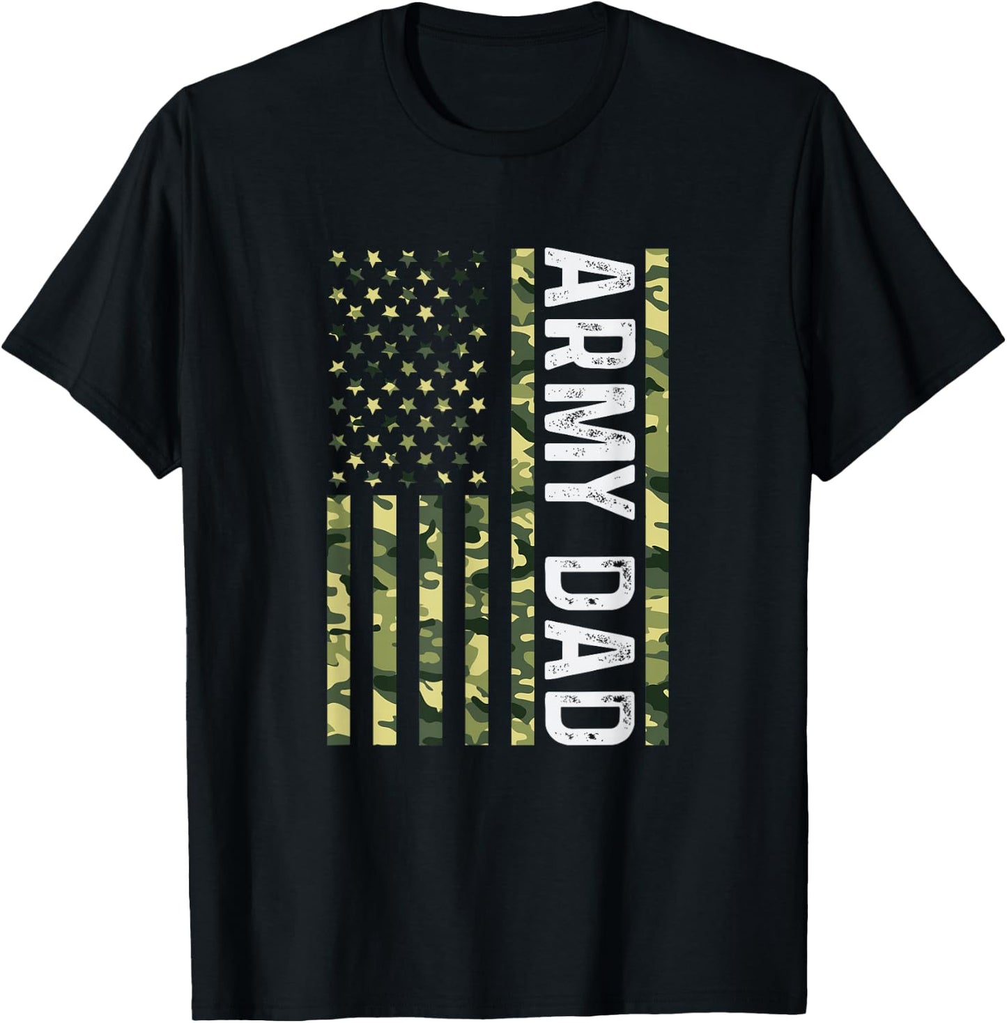 Proud Army Dad United States USA Flag for Father's Day T-Shirt - T-Shirt | Black