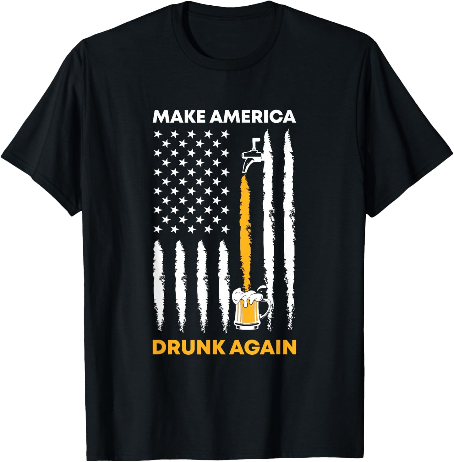 Makes America Drunk Again 4th of July American Flag Women Men T-Shirt - T-Shirt | Black