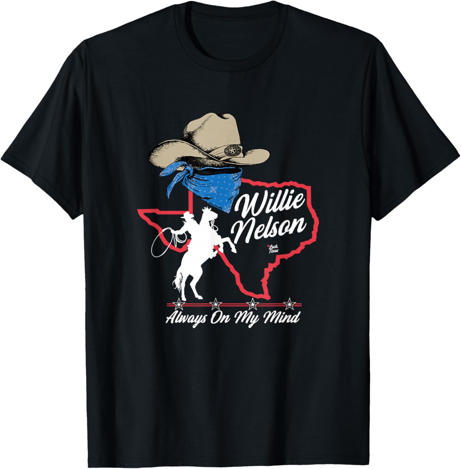 Official Willie Nelson Always On My Mind White T-Shirt - T-Shirt | Black
