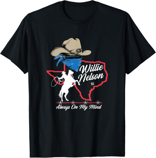 Official Willie Nelson Always On My Mind White T-Shirt - T-Shirt | Black
