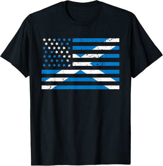 Scottish American Flag Proud Scotland USA Women Kids T-Shirt - T-Shirt | Black