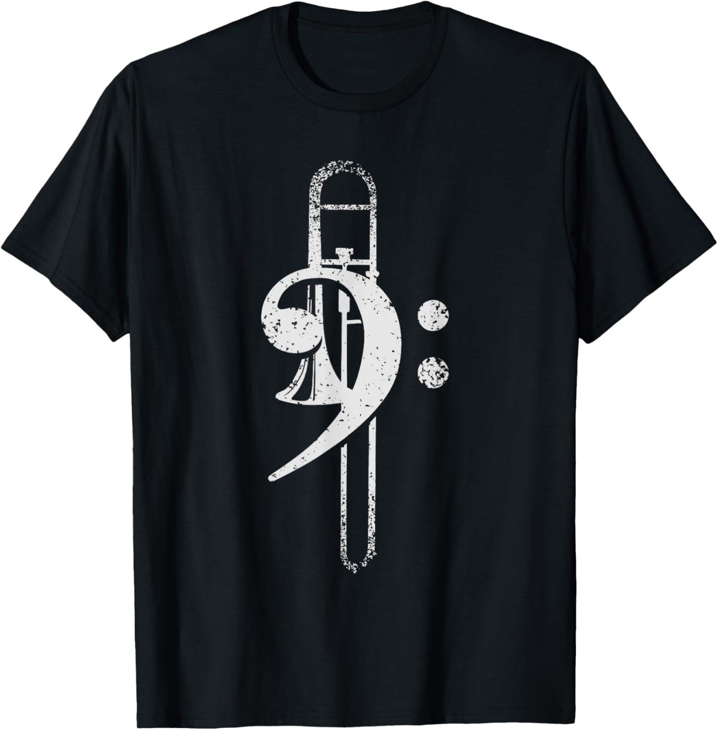 Vintage Trombone Bass Clef Trombonist T-Shirt - T-Shirt | Black