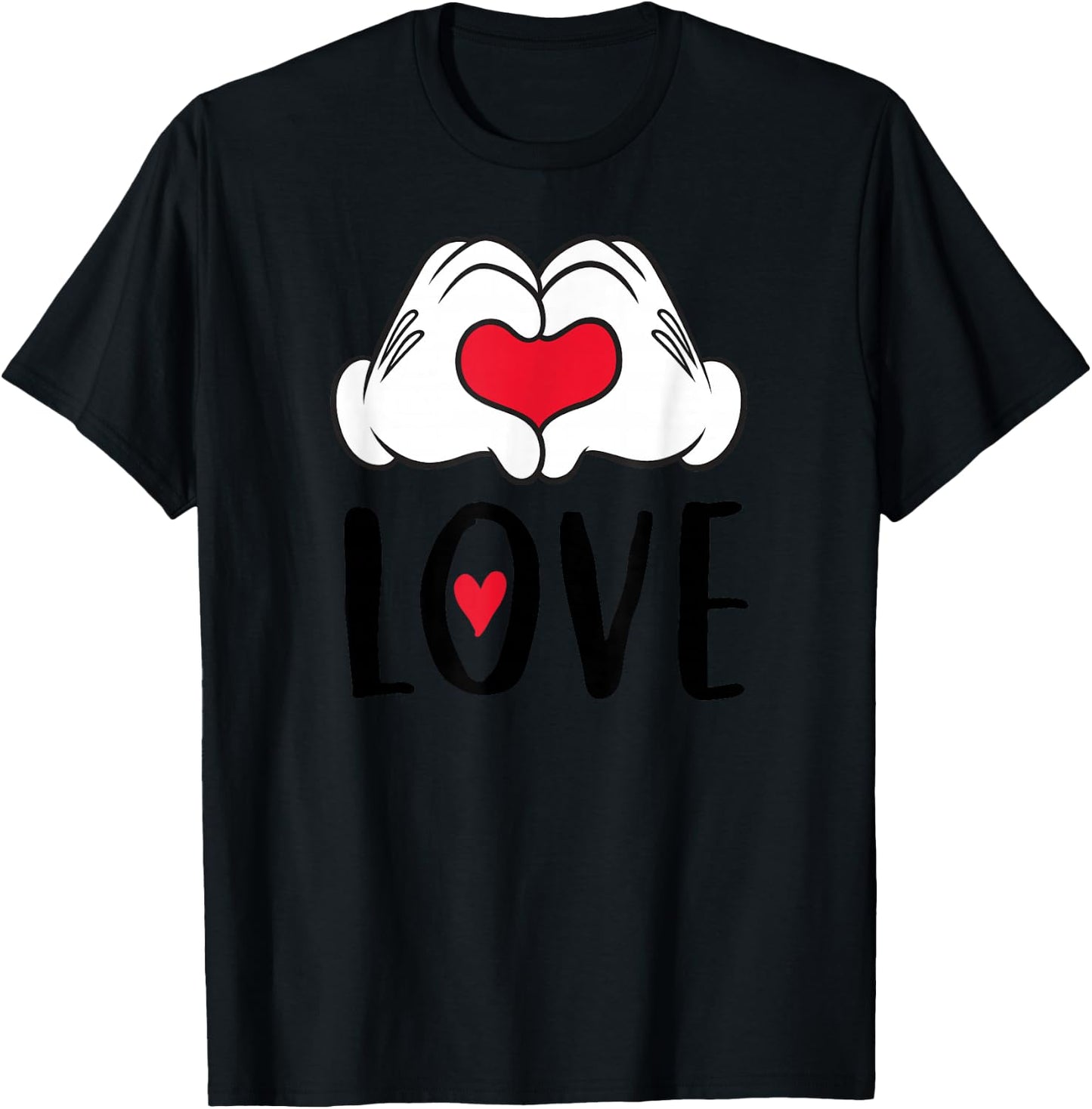 Disney Mickey and Minnie Mouse Heart Hands Love T-Shirt - T-Shirt | Black