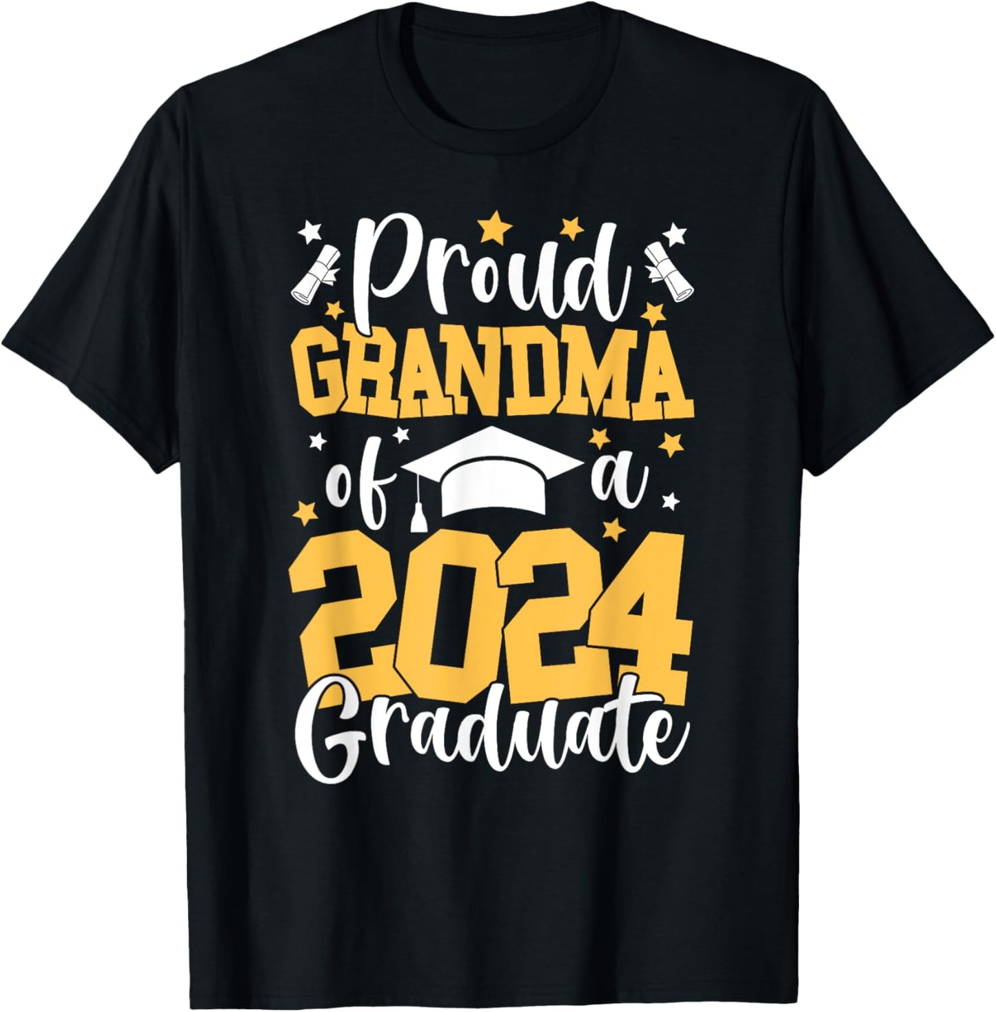 Proud Grandma Of A Class Of 2024 Graduate Matching Family T-Shirt - T-Shirt | Black