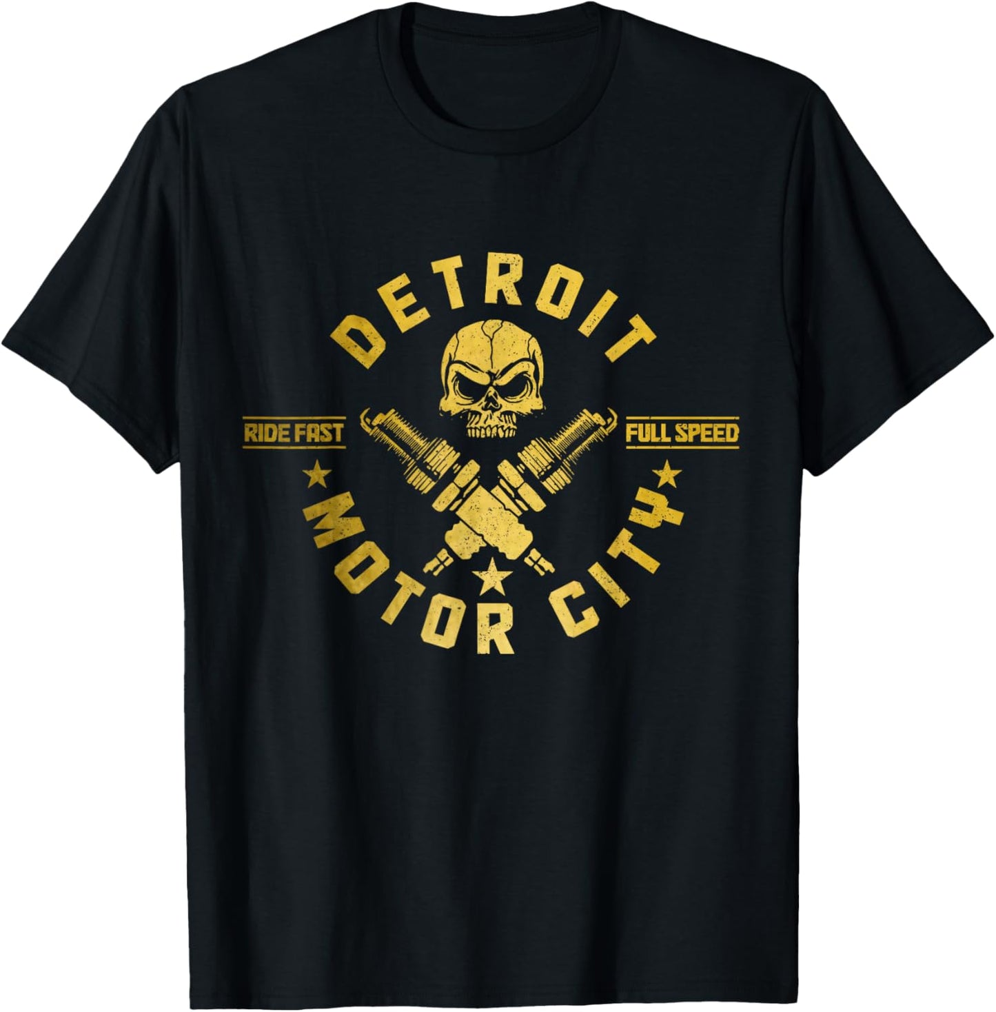 Detroit Michigan Motor City Vintage Biker T-Shirt - T-Shirt | Black