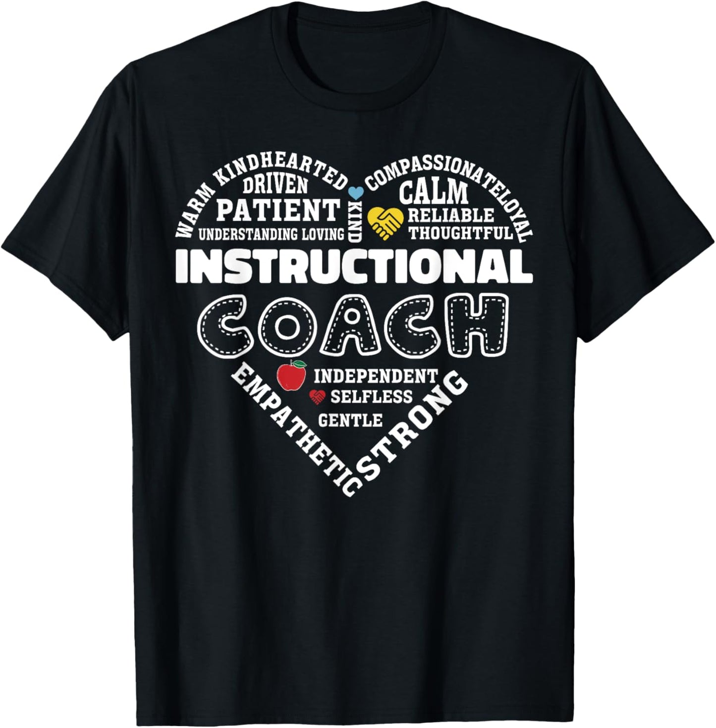 Instructional Coach Heart Teachers Appreciation T-Shirt - T-Shirt | Black