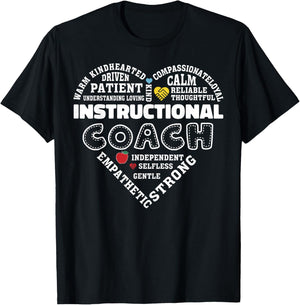 Instructional Coach Heart Teachers Appreciation T-Shirt - T-Shirt | Black