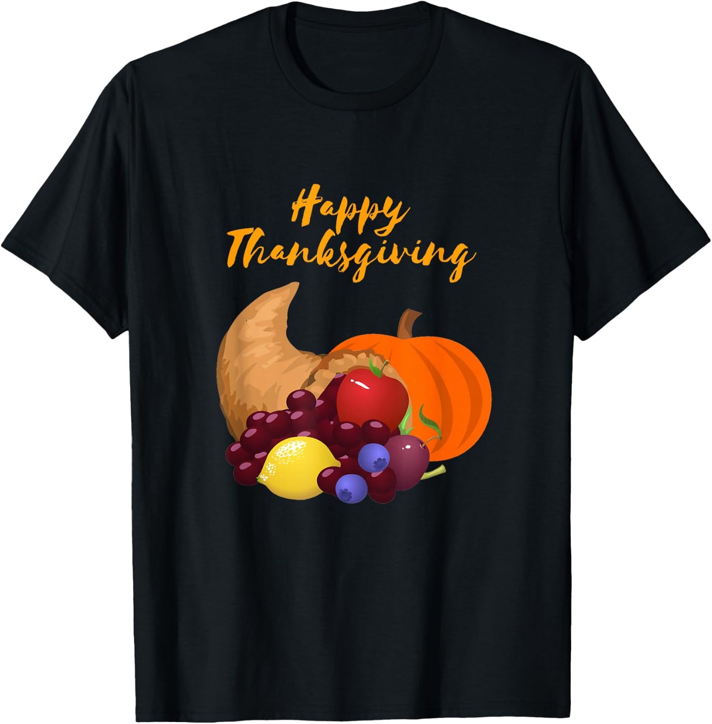 Happy Thanksgiving Cornucopia design T-Shirt - T-Shirt | Black