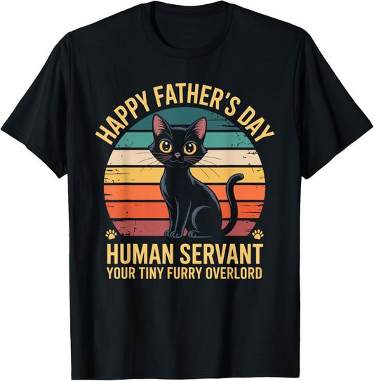 Funny Cat Dad Human Servant Retro Father's Day T-Shirt - T-Shirt | Black