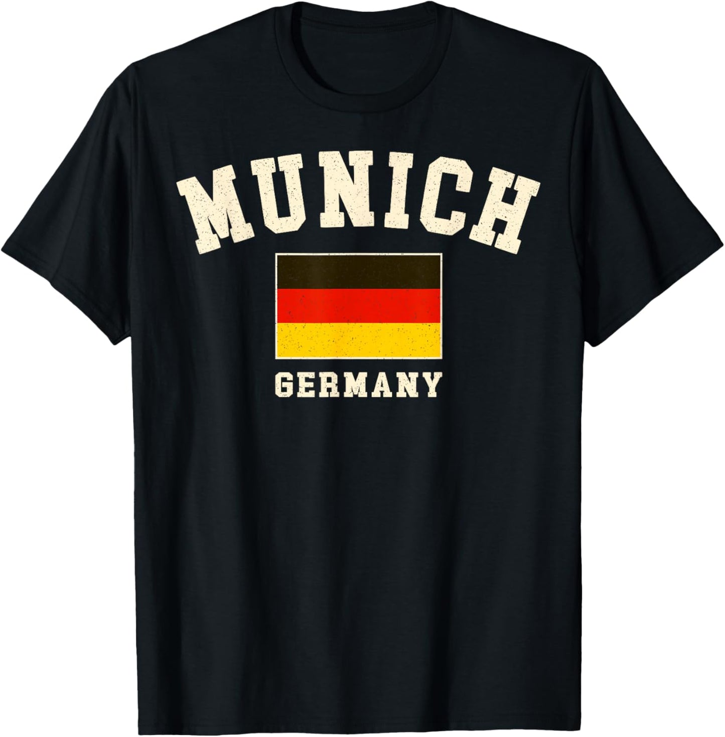 Vintage Munich Germany German Flag Souvenir Retro Graphic T-Shirt - T-Shirt | Black