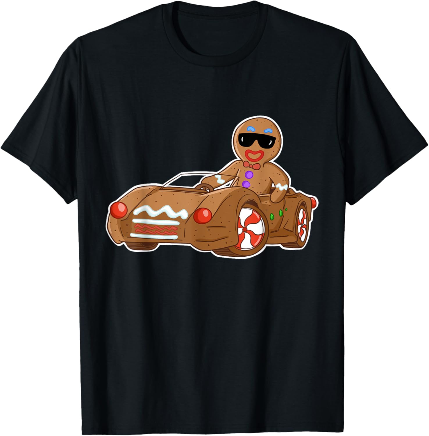 Cool Gingerbread Man riding car T-Shirt - T-Shirt | Black