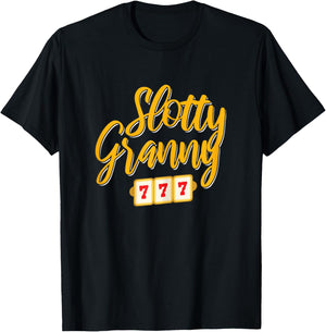Gambling Slotty Granny Jackpot T-Shirt - T-Shirt | Black