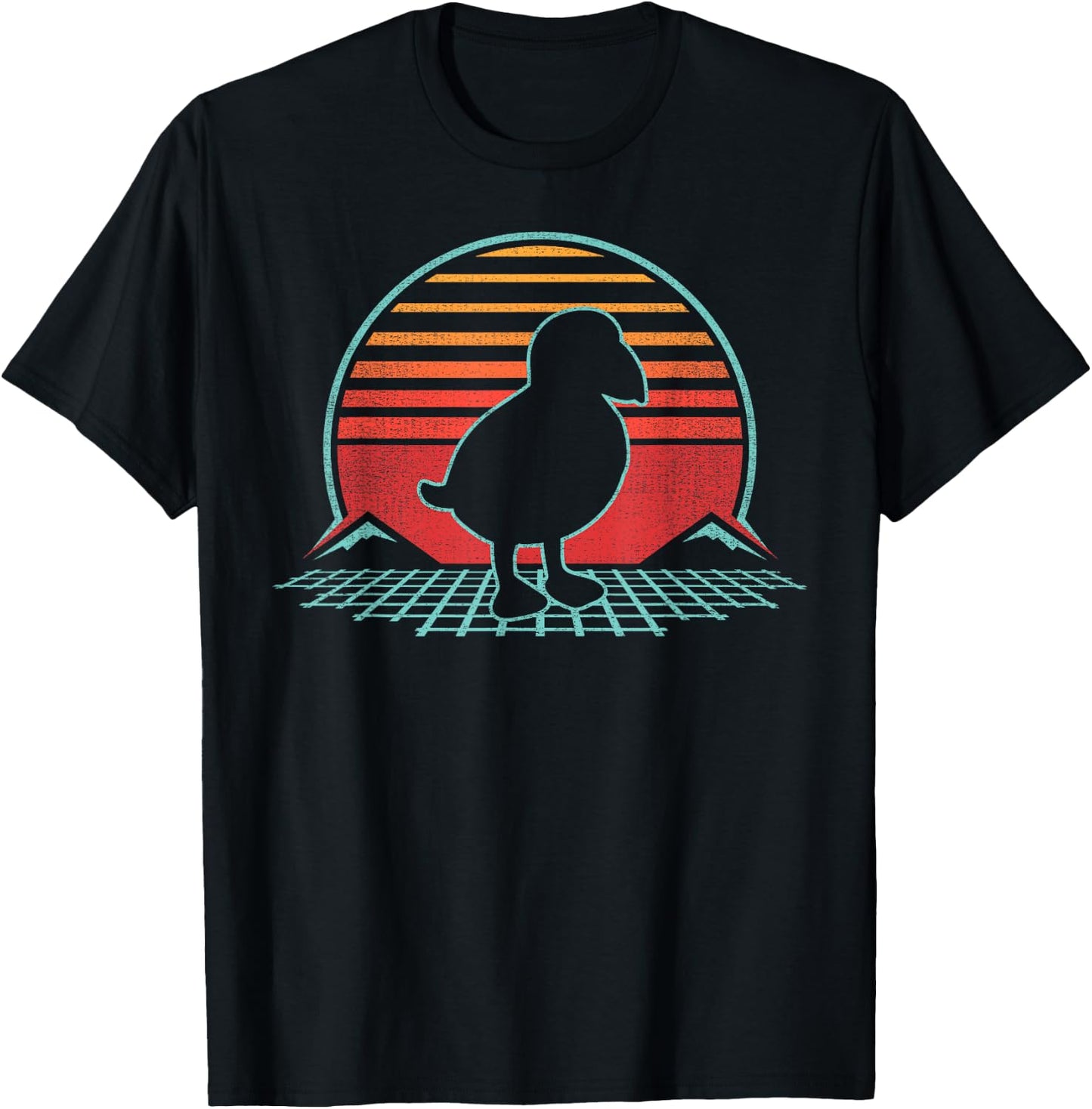Puffin Bird Lover Animal Retro Vintage 80s Style T-Shirt - T-Shirt | Black