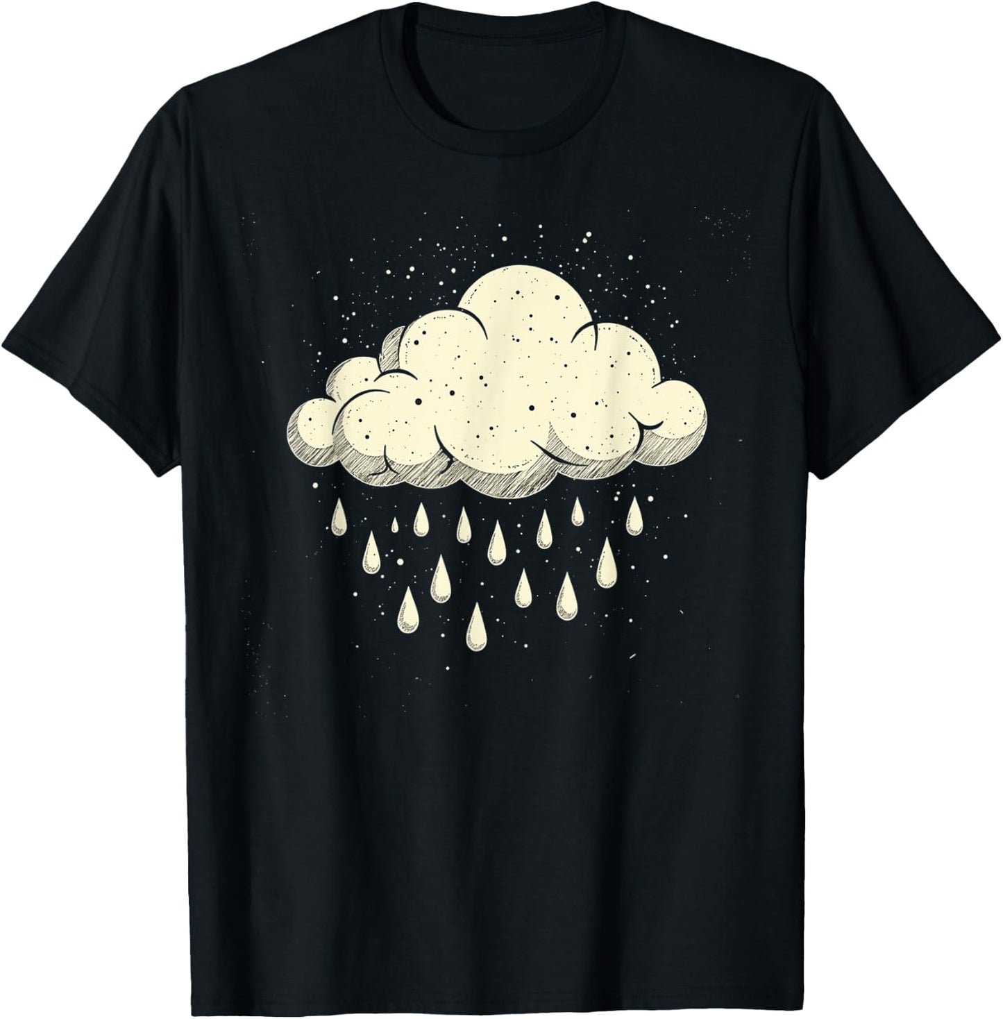 Vintage Cloud Raindrops Art Nature Weather Storm Winter T-Shirt - T-Shirt | Black
