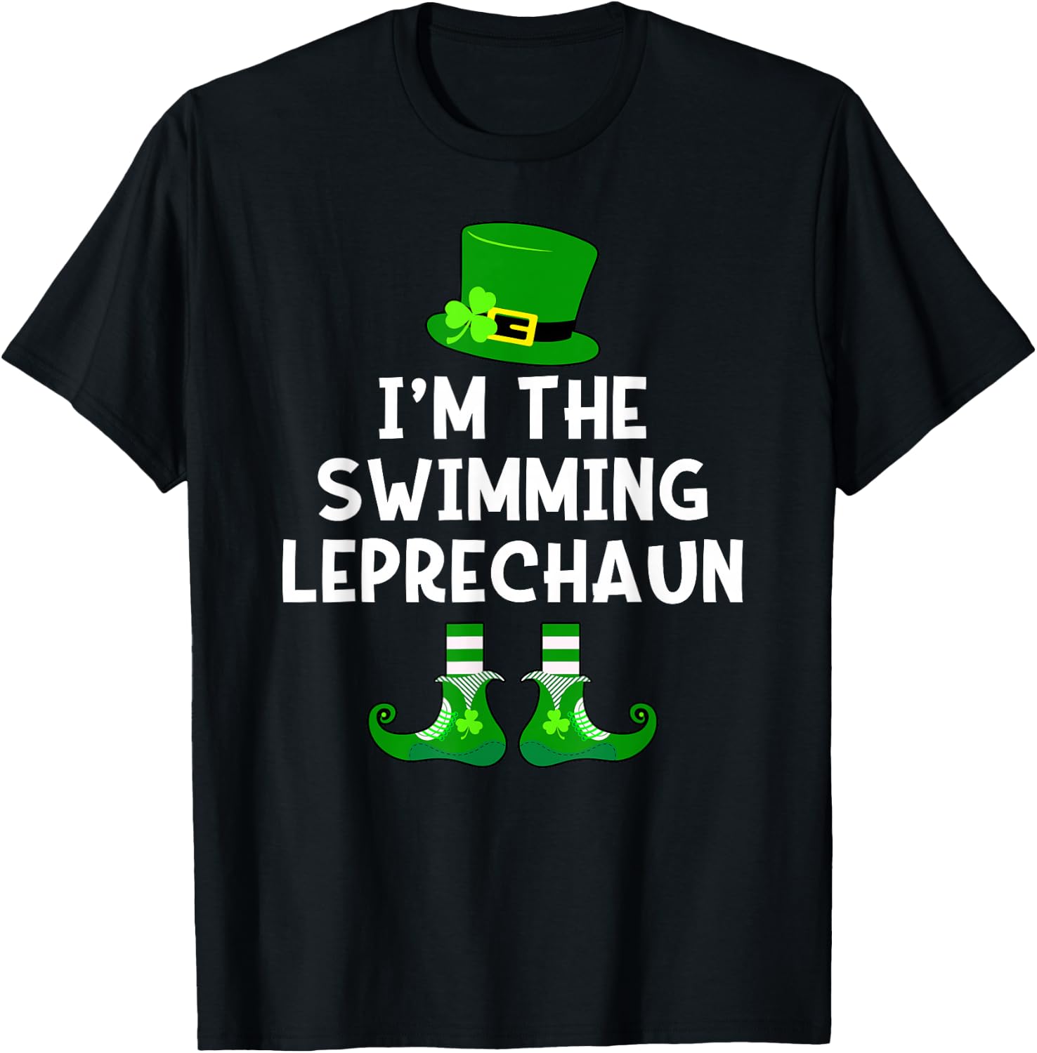 Swimming Leprechaun Funny St Patrick's Day Swim T-Shirt - T-Shirt | Black