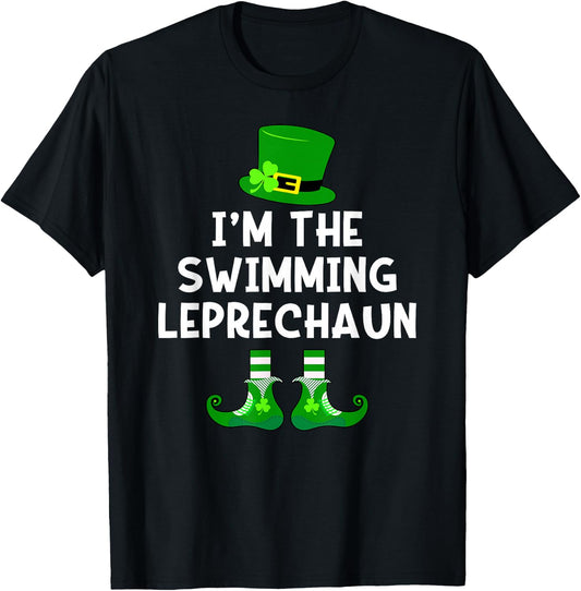 Swimming Leprechaun Funny St Patrick's Day Swim T-Shirt - T-Shirt | Black